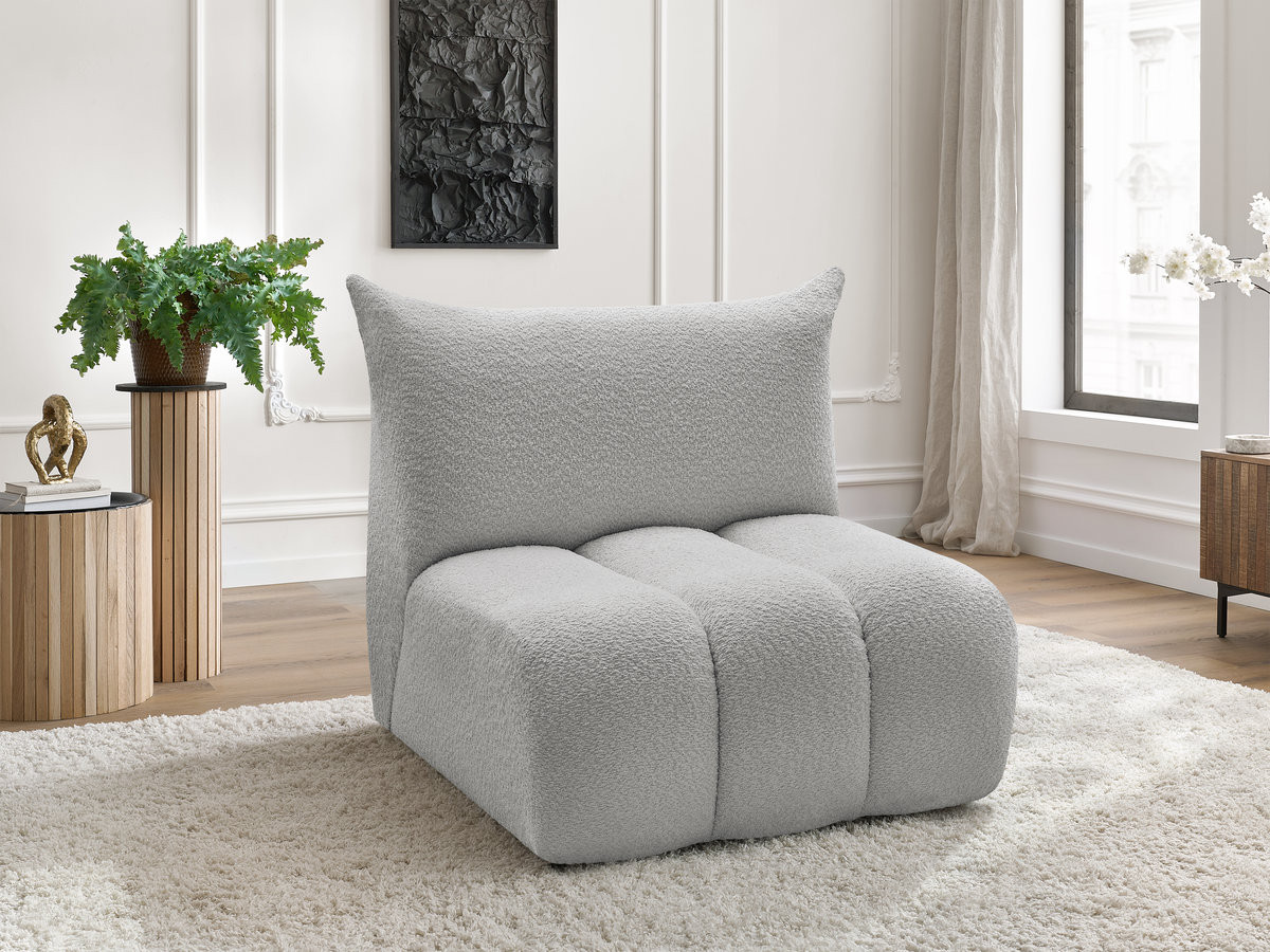 Bobochic Azra Sofamodul 1-Sitzer 90 × 112 cm Bouclé-Stoff Hellgrau