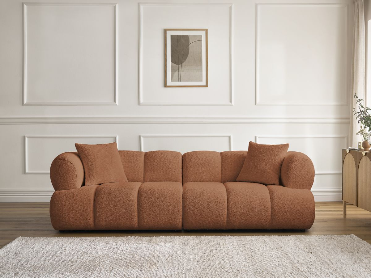 Bobochic Pamira Sofa 3-Sitzer Bouclé-Stoff Orange