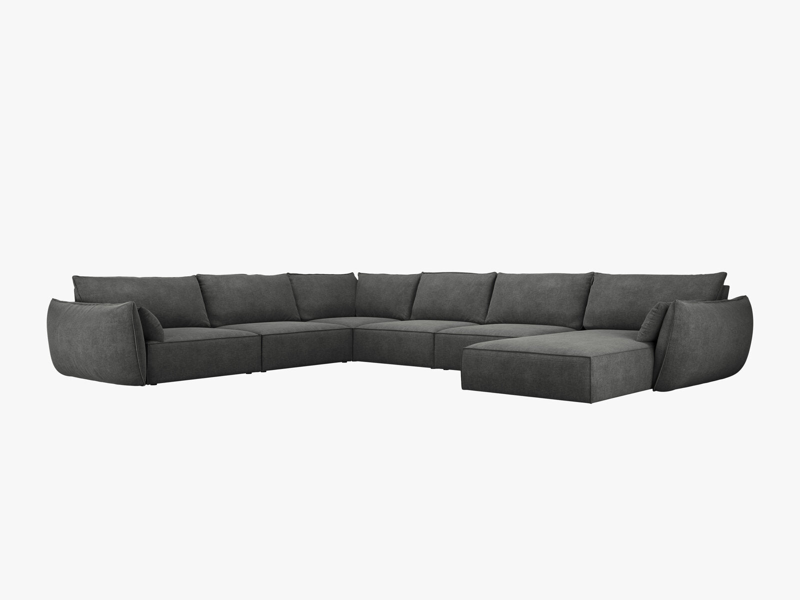 Micadoni Panorama-Ecksofa Kaelle 8-Sitzer Links Chenille Over The Horizon Dunkelgrau