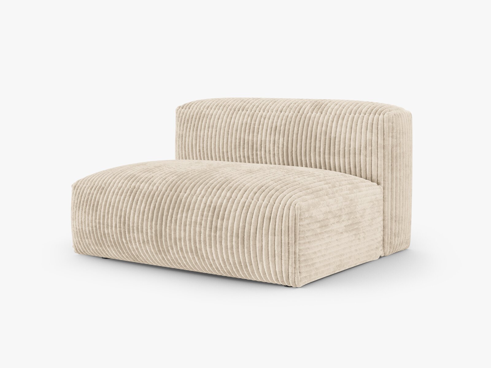Micadoni Eckmodul mit Armlehne Martina 1-Sitzer Groß 90cm Sitztiefe Links Kord Tilia Helles Beige