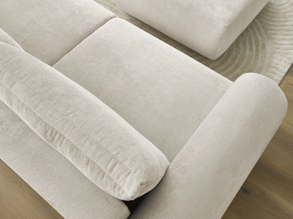 Bobochic Lucien Schlafsofa 4-Sitzer mit Bettkasten und Pouf Stoff Beige