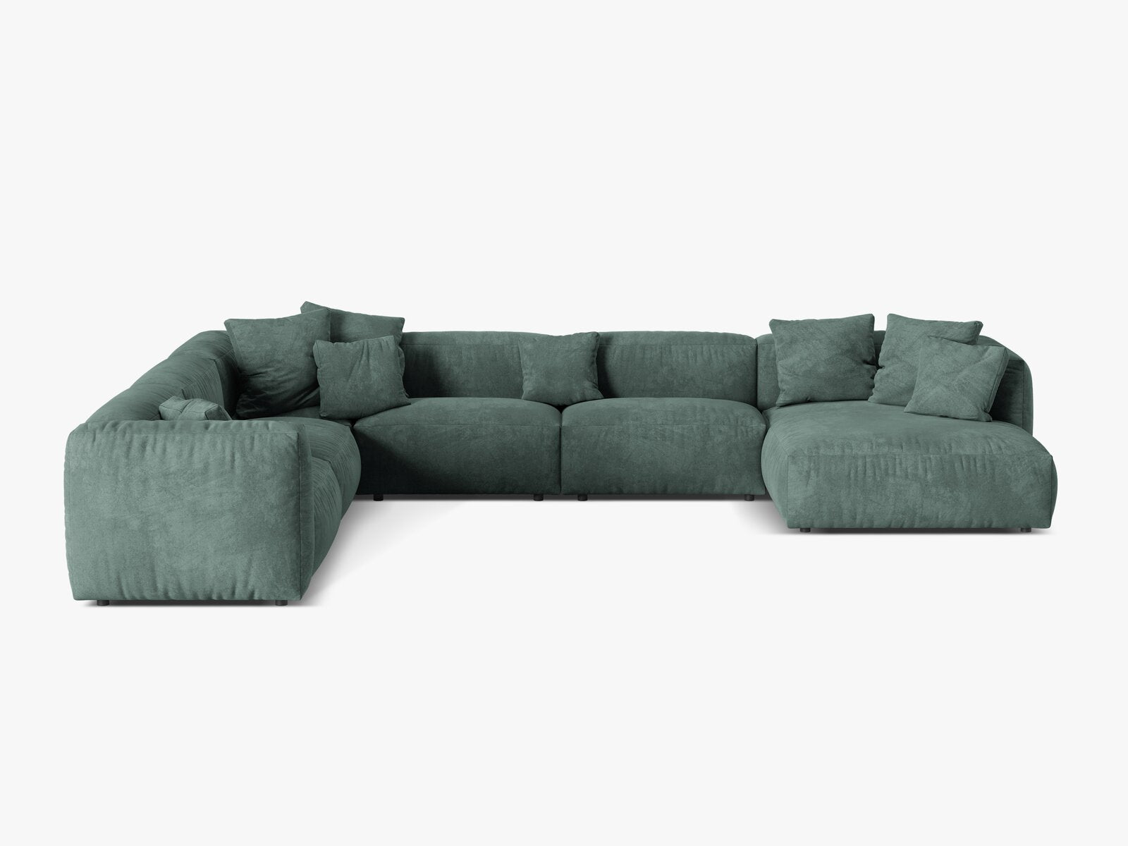 Micadoni modulares Ecksofa XL Martina 6-Sitzer Links Samt Vogue Petrol