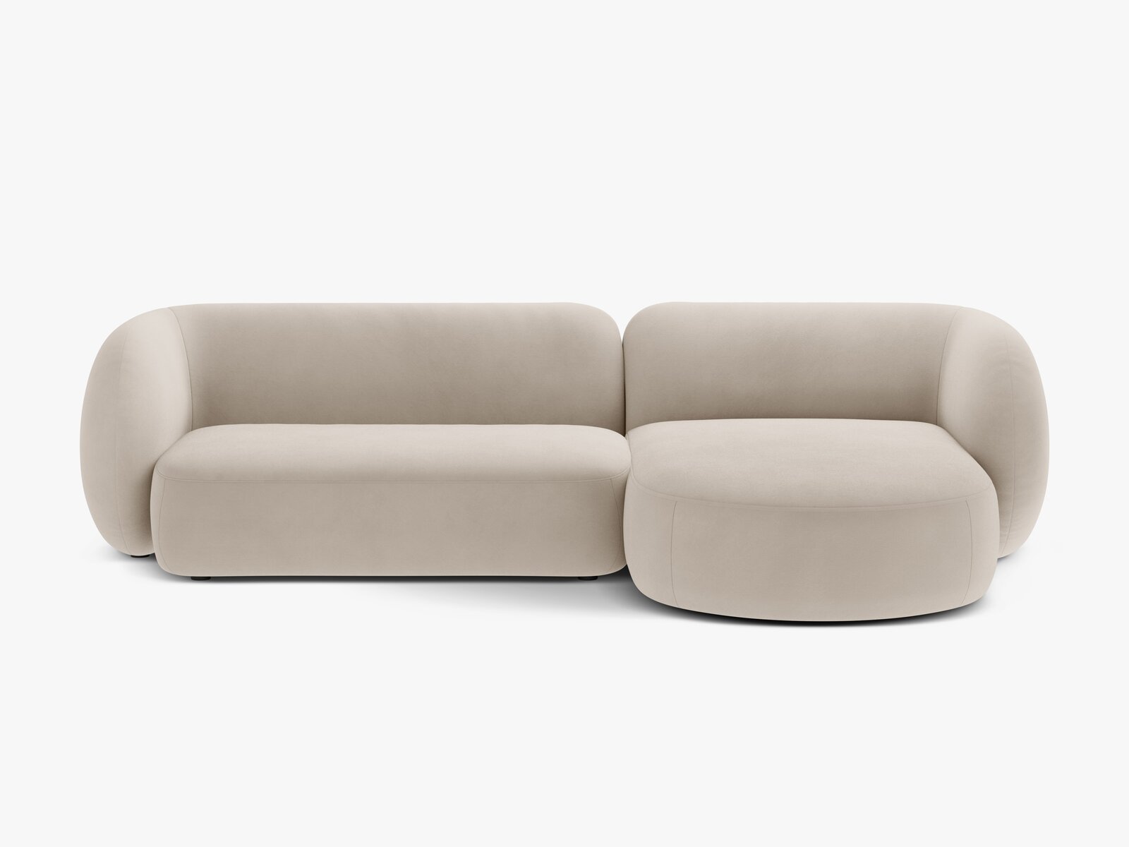Micadoni Ecksofa Kate 3-Sitzer Rechts Samt Beige