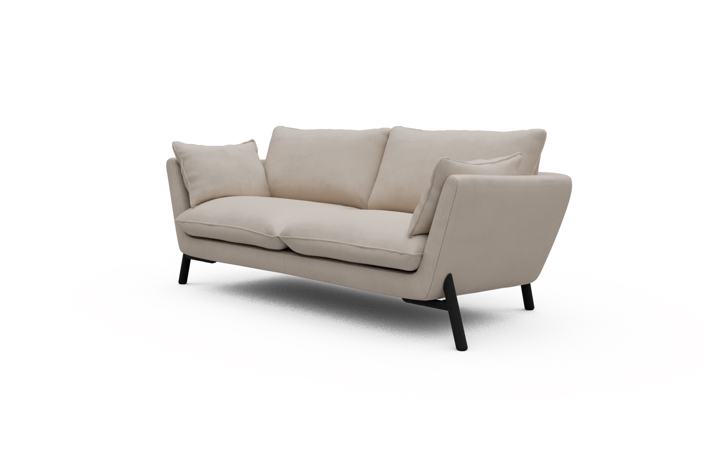 Sofa Emil 2-Sitzer Beinfarbe Eiche Schwarz Cordufine-Off-White
