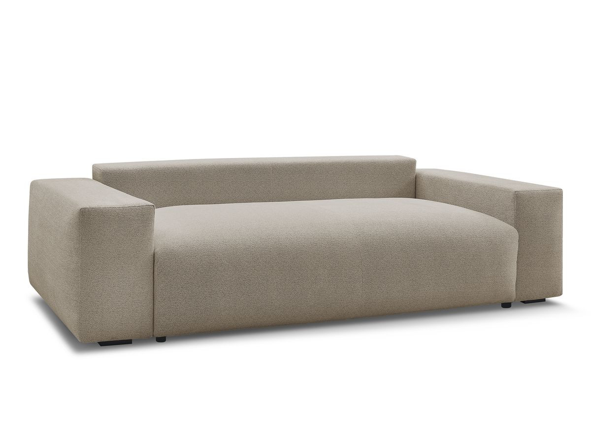 Bobochic Voltaire Schlafsofa 3-Sitzer mit Bettkasten Melange-Stoff Taupe