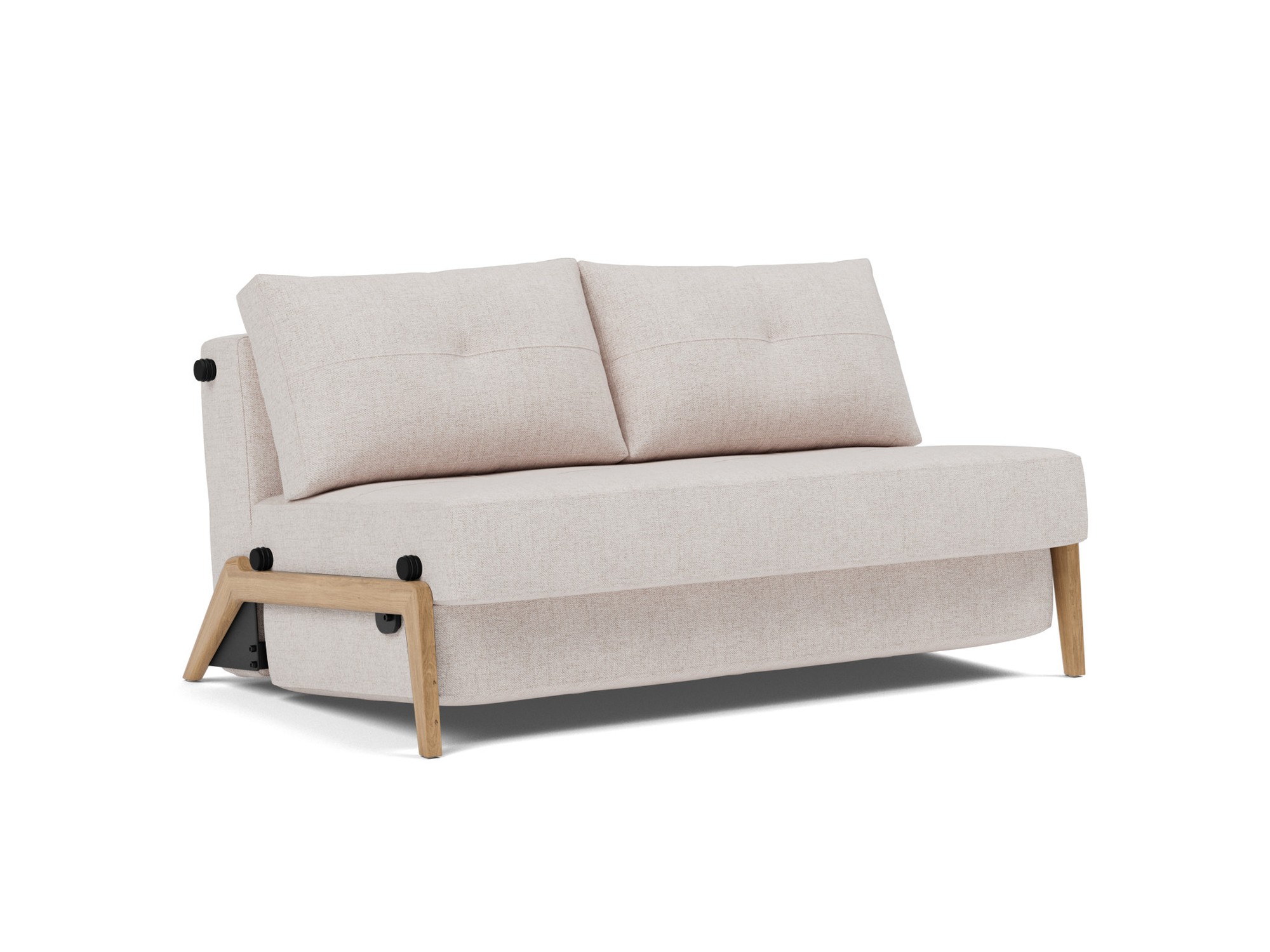 Schlafsofa Cubed 140 Strukturierter Stoff Weda 300-Weda-Sand Beine Eiche