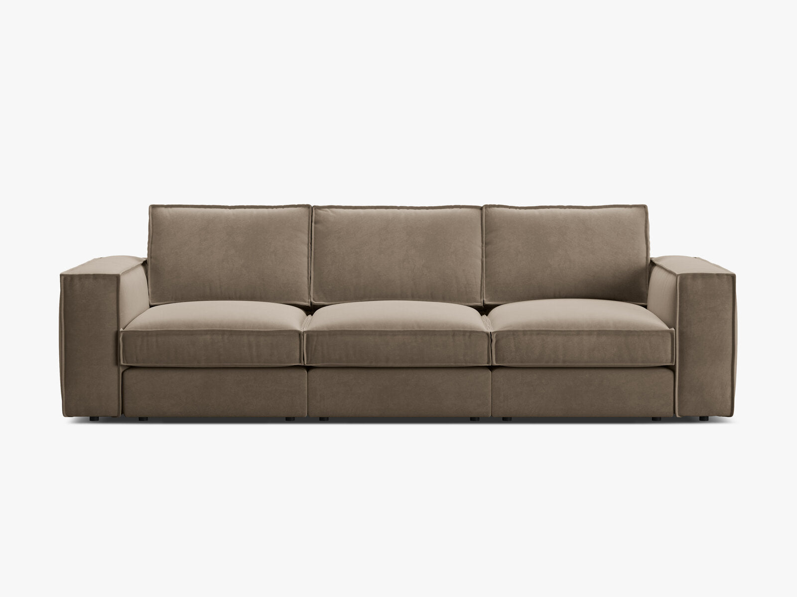 Micadoni modulares Sofa Pola 4-Sitzer Samt Salvador Grau Braun