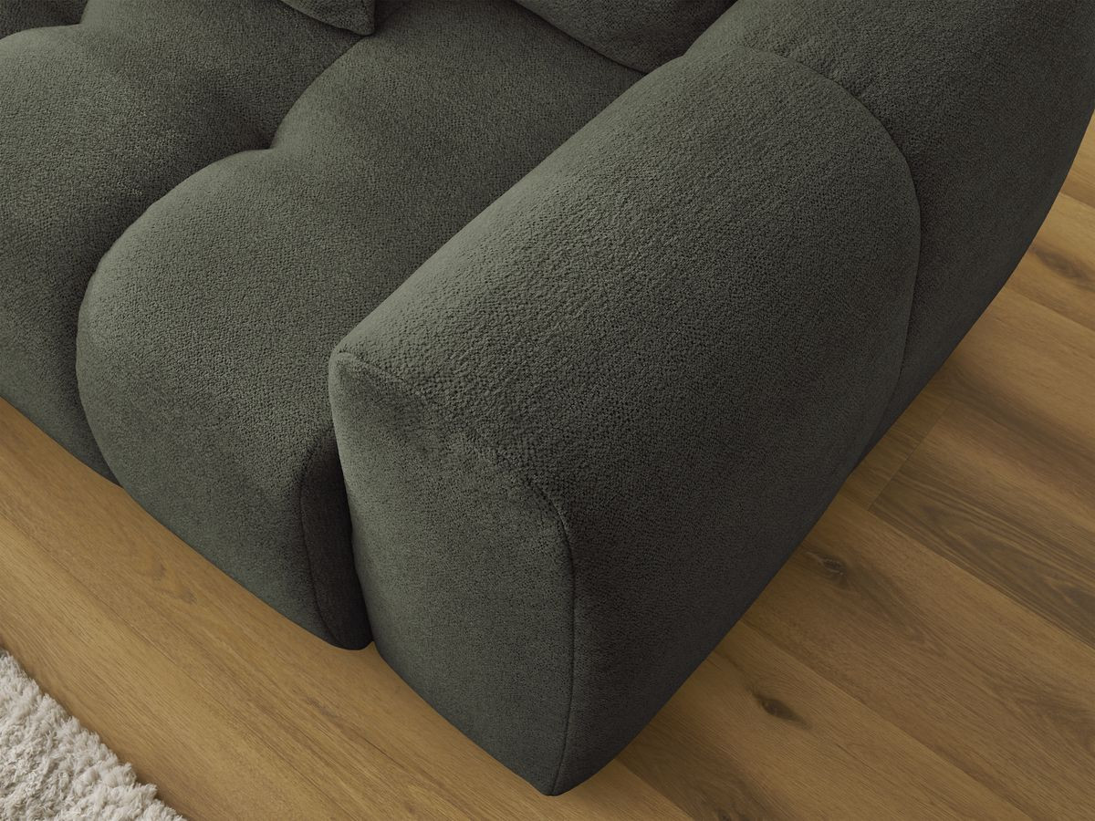 Bobochic Roxelane Ecksofa mit Schlaffunktion und Bettkasten und Pouf 258 × 150 cm Melange-Stoff Grün Ecke links