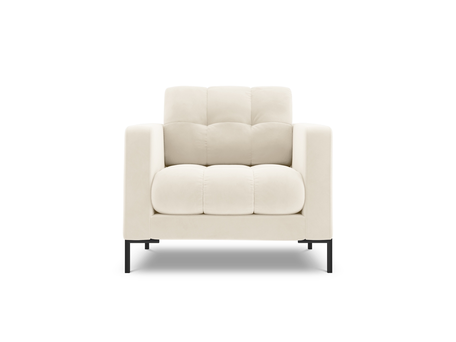 Cosmopolitan Design Sessel Bali Samt Bluvel Helles Beige Beine Schwarzes Metall