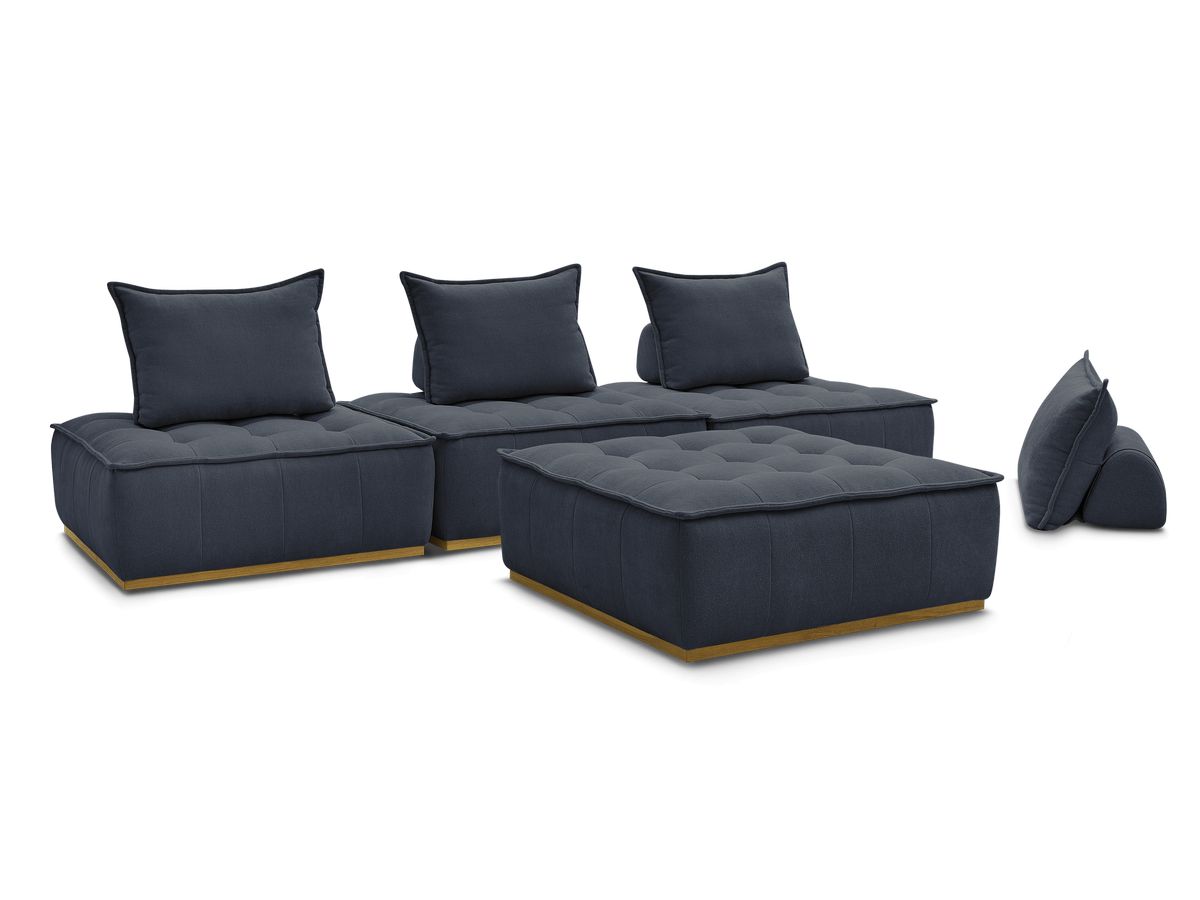 Bobochic Elisa Sofa 4-Sitzer Strukturstoff Dunkelblau