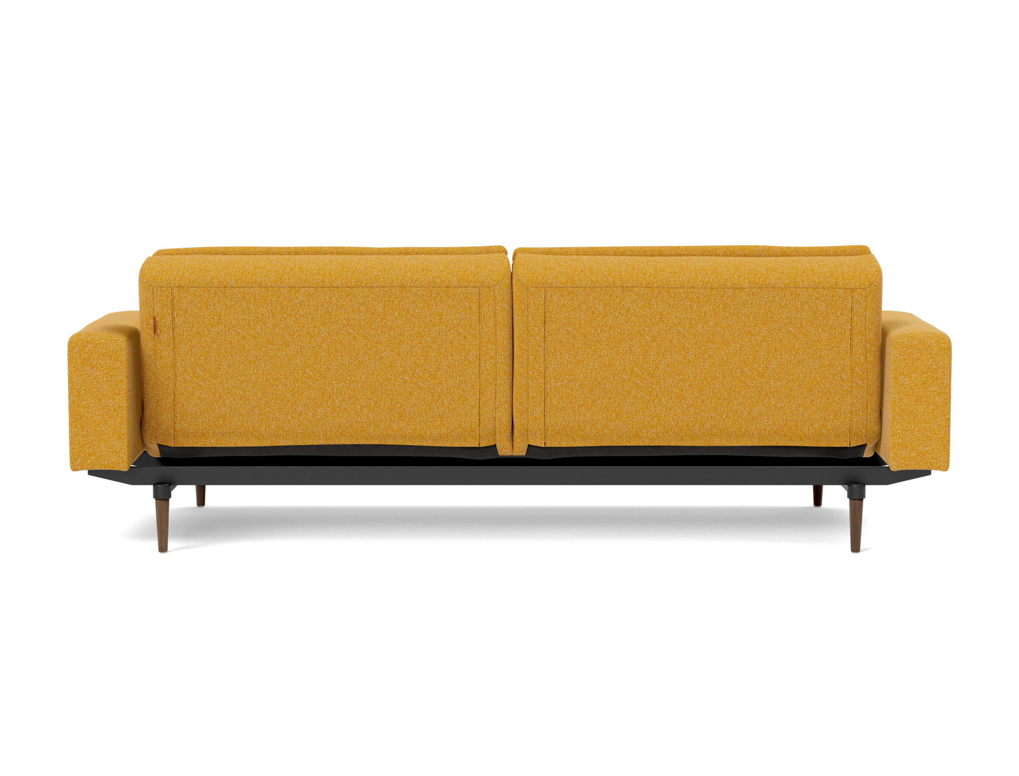 Schlafsofa Dublexo mit Armlehnen Boucle Skandi 536-Ochre Beine Styletto Eiche dunkel