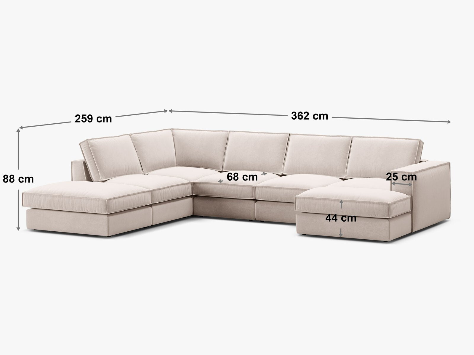 Micadoni modulares Panorama Ecksofa Pola 5-Sitzer Links Strukturierter Stoff Babel Weiß