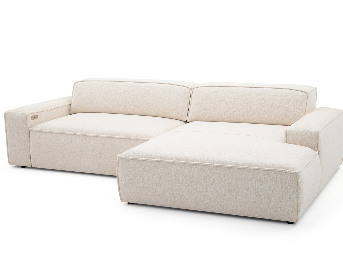 Bobochic Abel Ecksofa mit Schlaffunktion Melange-Stoff Beige Ecke rechts