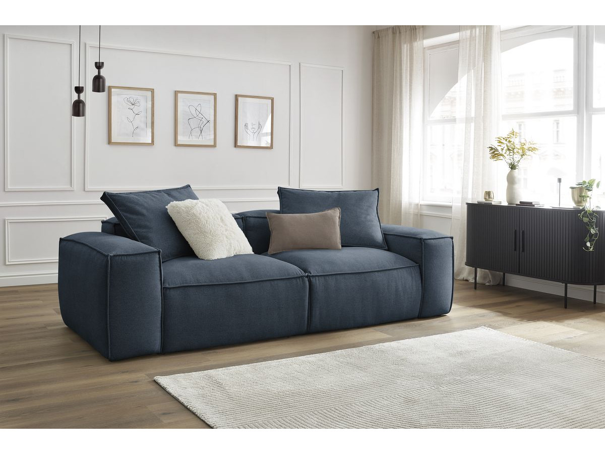 Bobochic Boheme Sofa 3-Sitzer Melange-Stoff Dunkelblau