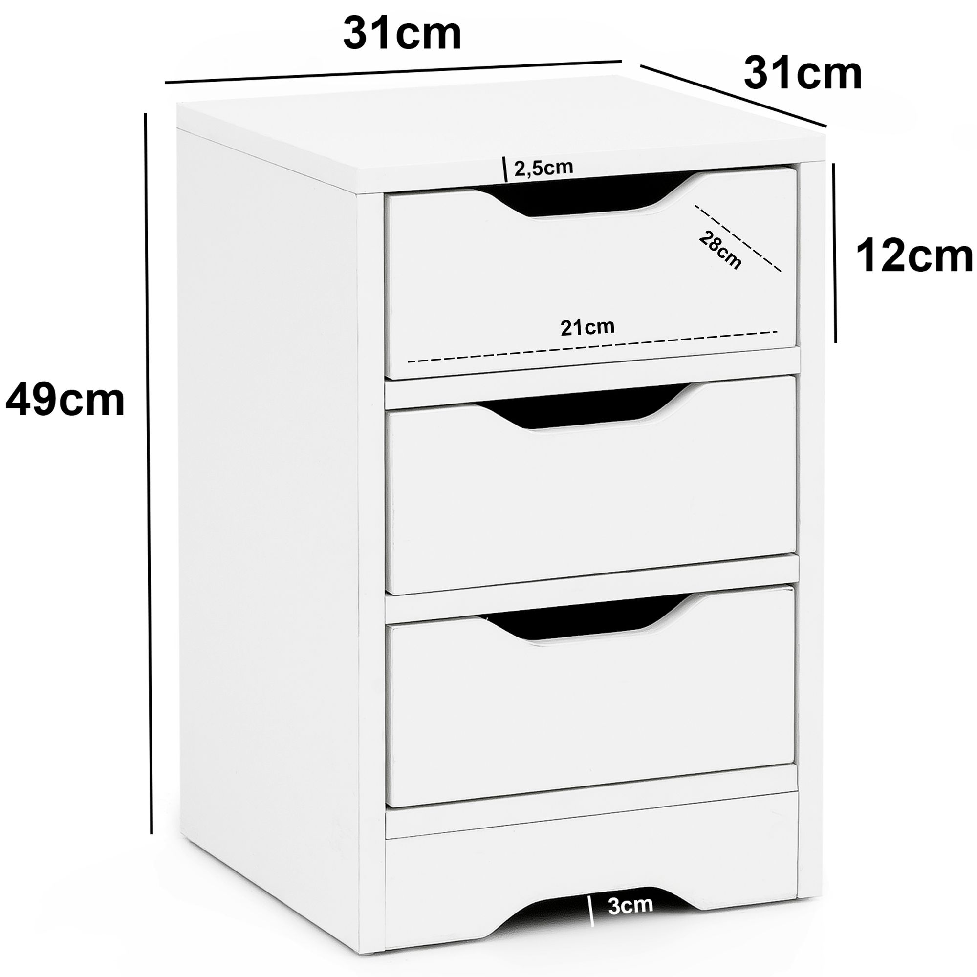 Nachttisch Herning Weiß 31 × 31 × 49 cm