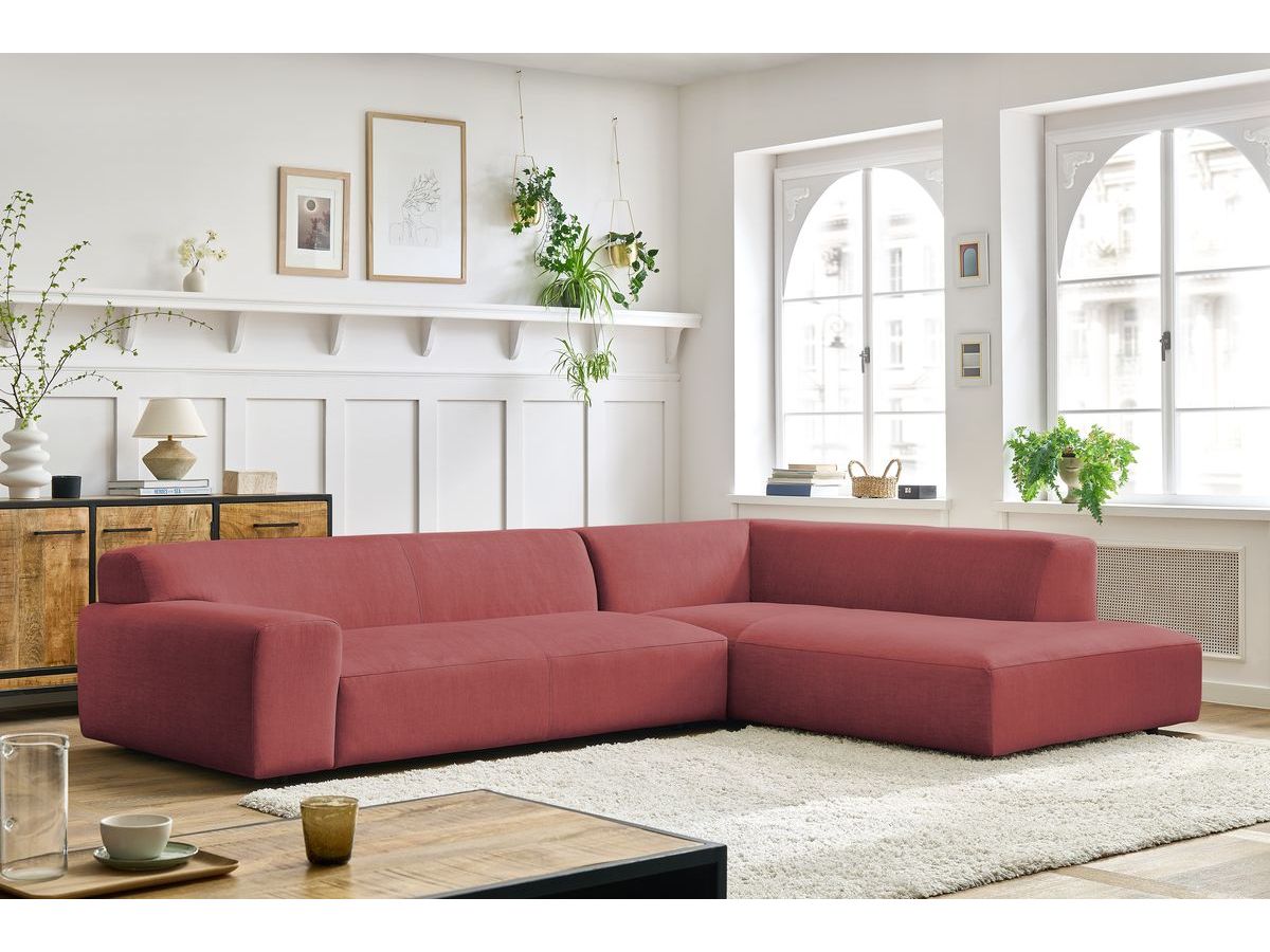 Bobochic Lavena Ecksofa 312 × 220 cm Samt Orange Ecke rechts