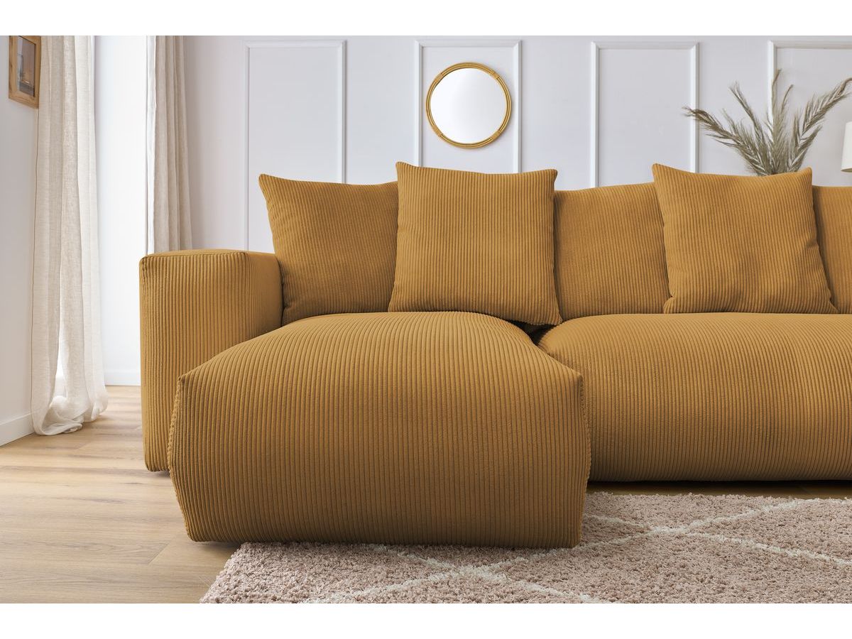 Bobochic Voltaire Wohnlandschaft 356 × 214 cm Cordsamt Gelb Ecke links