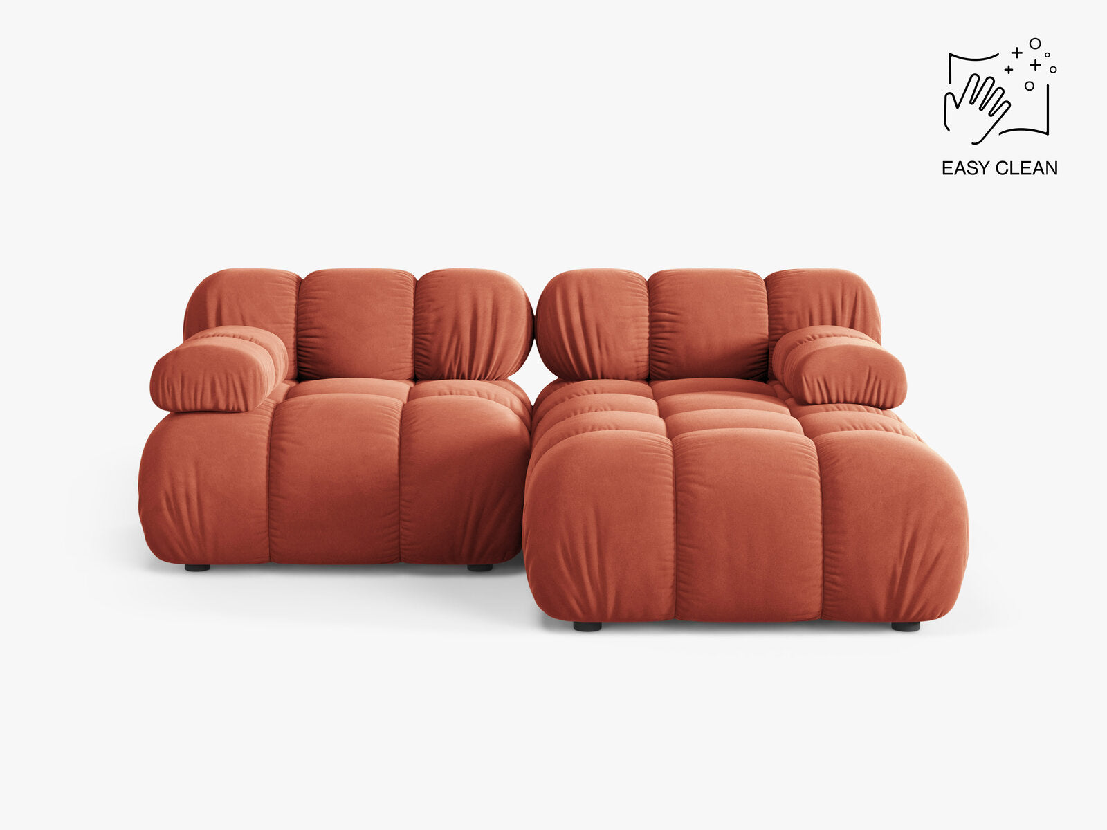 Micadoni Modulares Ecksofa Bellis 3-Sitzer Rechts Samt Venus Koralle