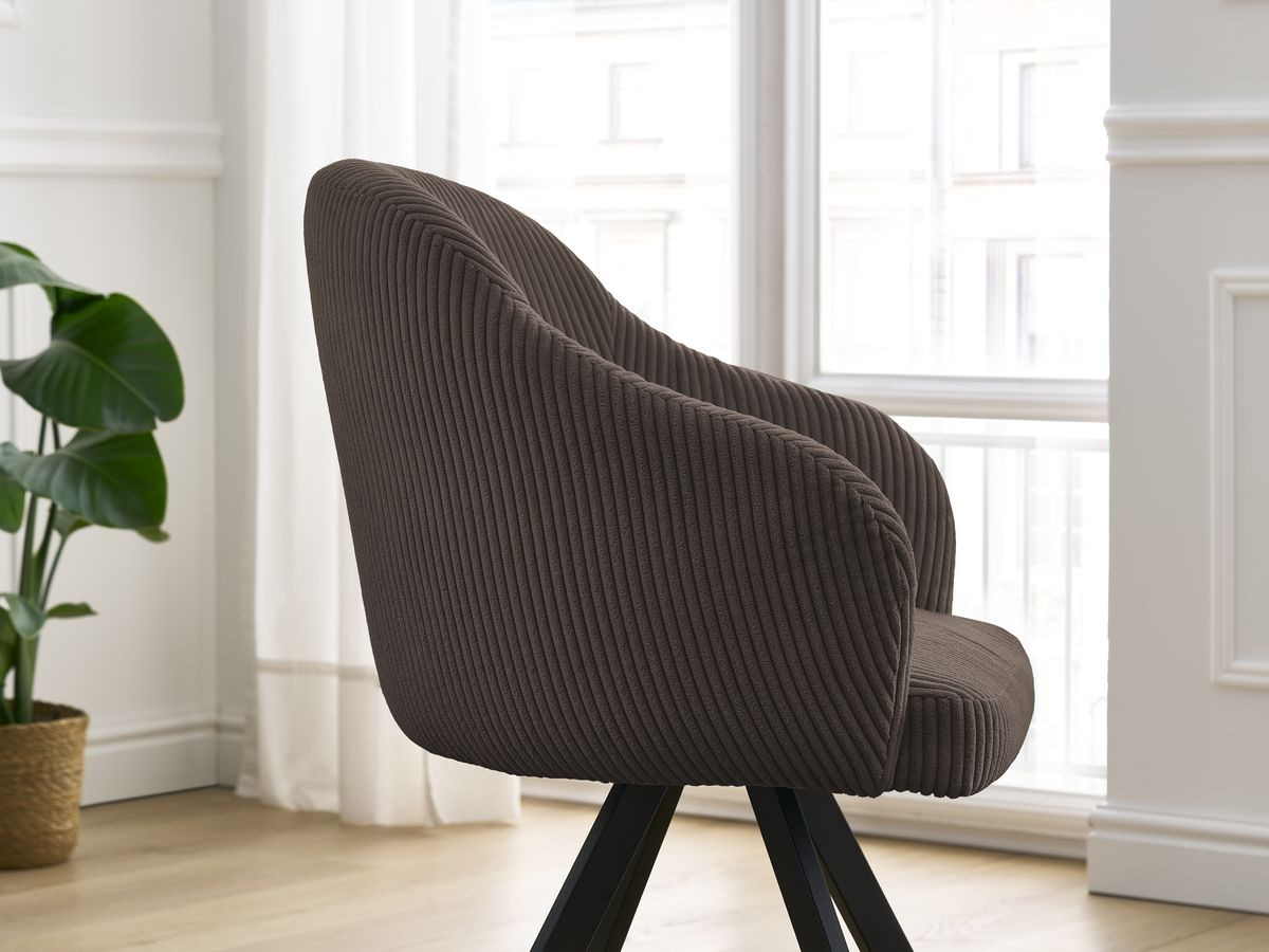 Bobochic Sophie Esszimmerstuhl mit Sternfuß Cordsamt Braun