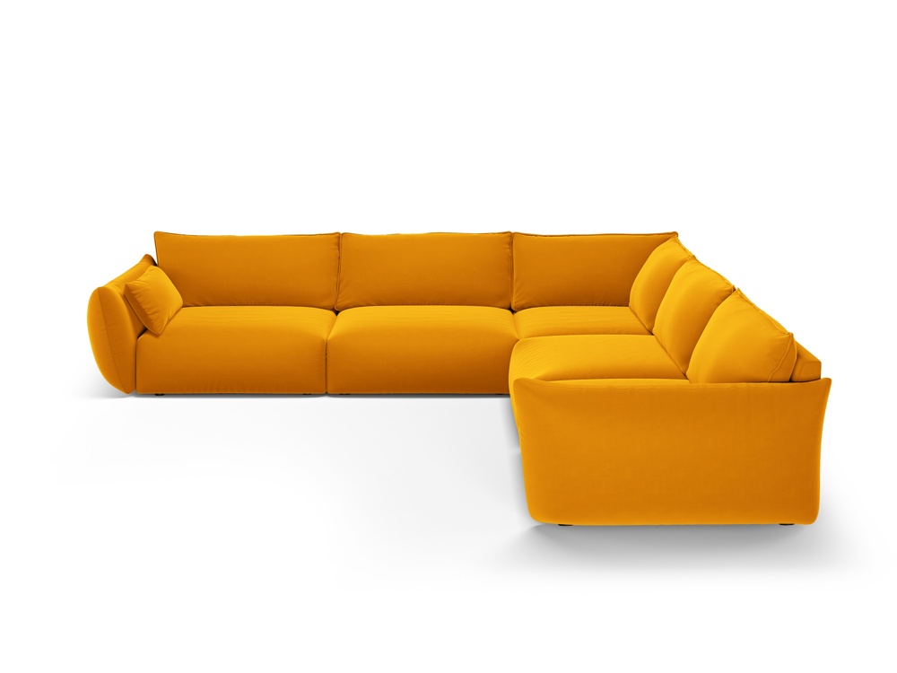 Cosmopolitan Design Symmetrisches Ecksofa Matera 7-Sitzer Samt Salvador Gelb