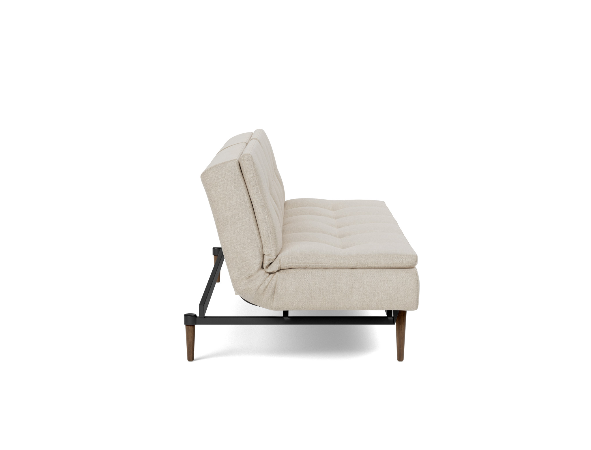 Schlafsofa Dublexo Flachgewebe Phobos 586-Latte Beine Styletto Eiche dunkel