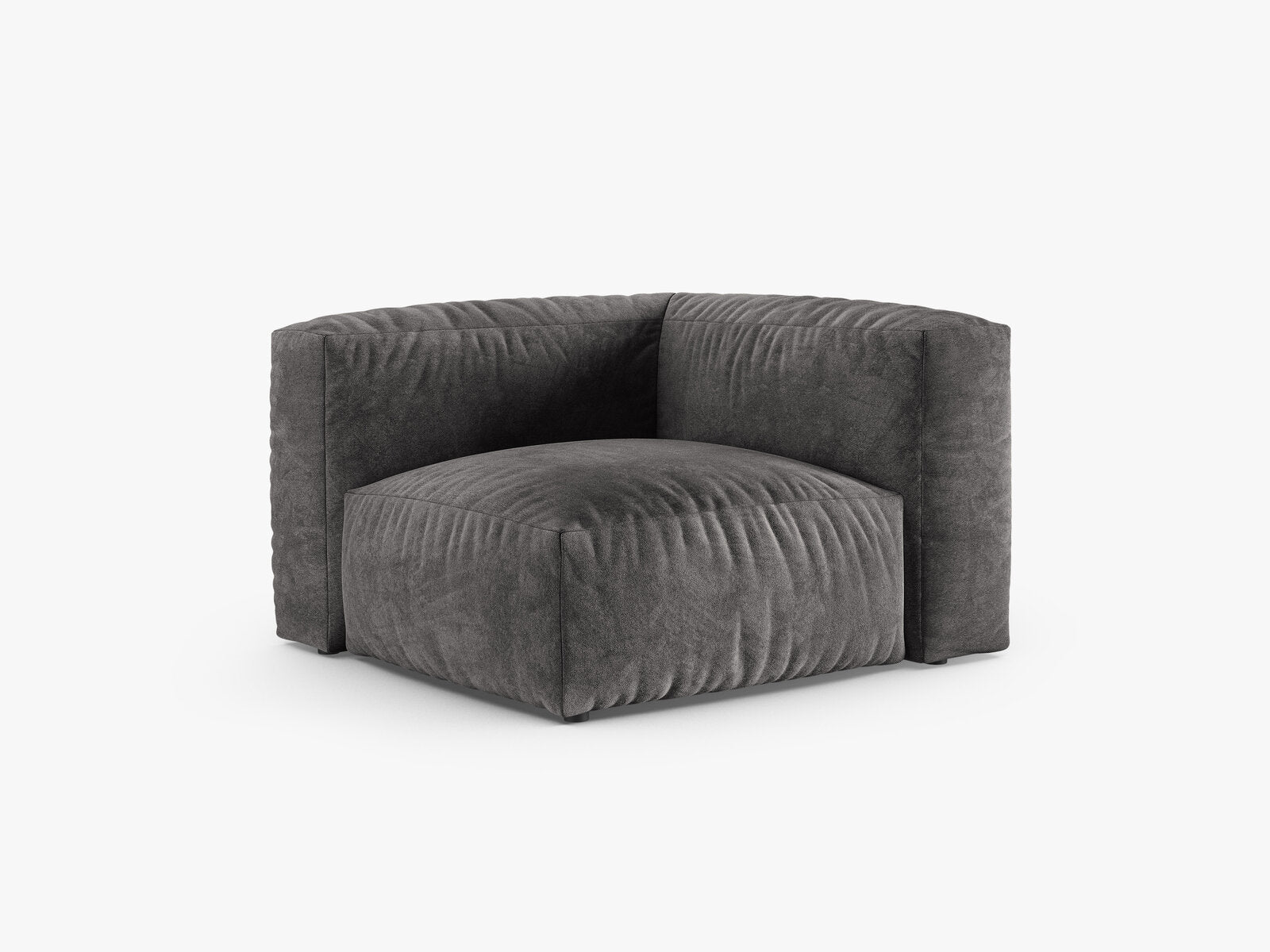 Micadoni symmetrisches Eckmodul Martina 1-Sitzer 90cm Sitztiefe Samt Vogue Grau