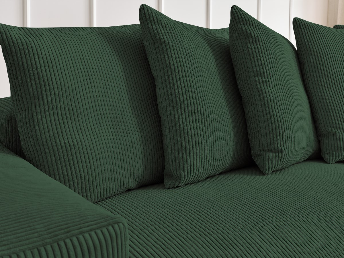 Bobochic Voltaire Ecksofa mit Schlaffunktion und Bettkasten Cordsamt Grün