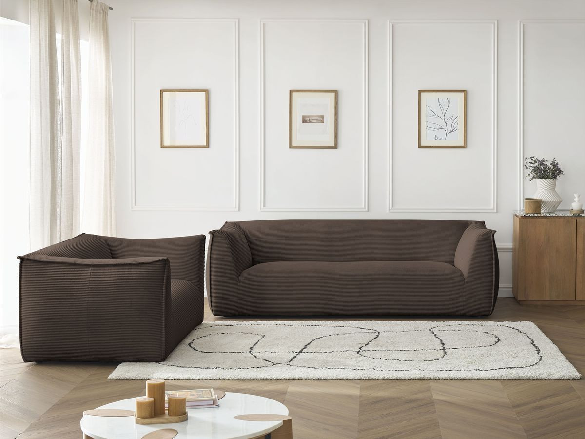 Bobochic Giorgia Sofa 5-Sitzer 412 × 100 cm Cordsamt Braun
