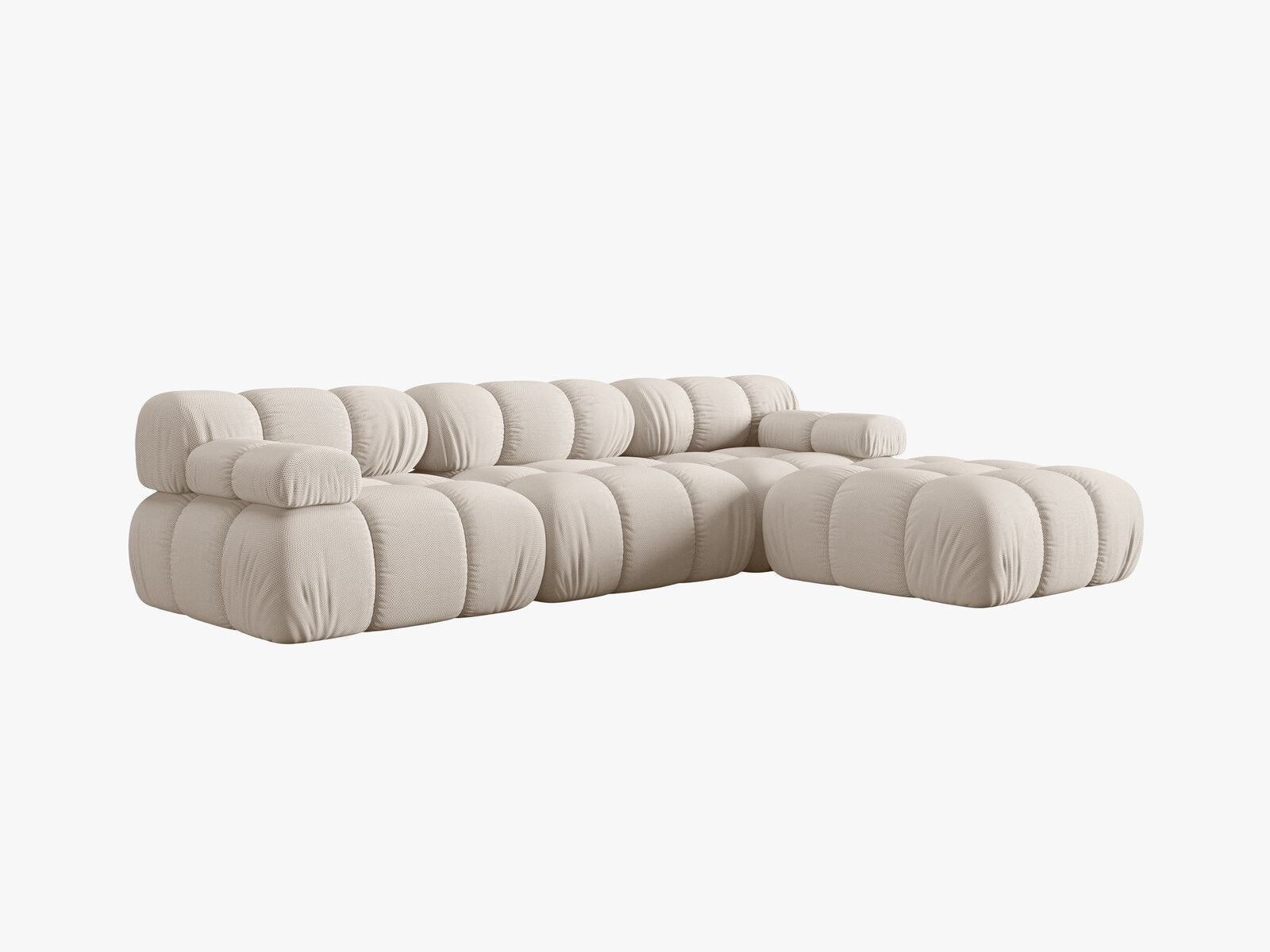 Micadoni Modulares Sofa Bellis 4-Sitzer mit flachem Modul 3D-Stoff Sonic Helles Beige