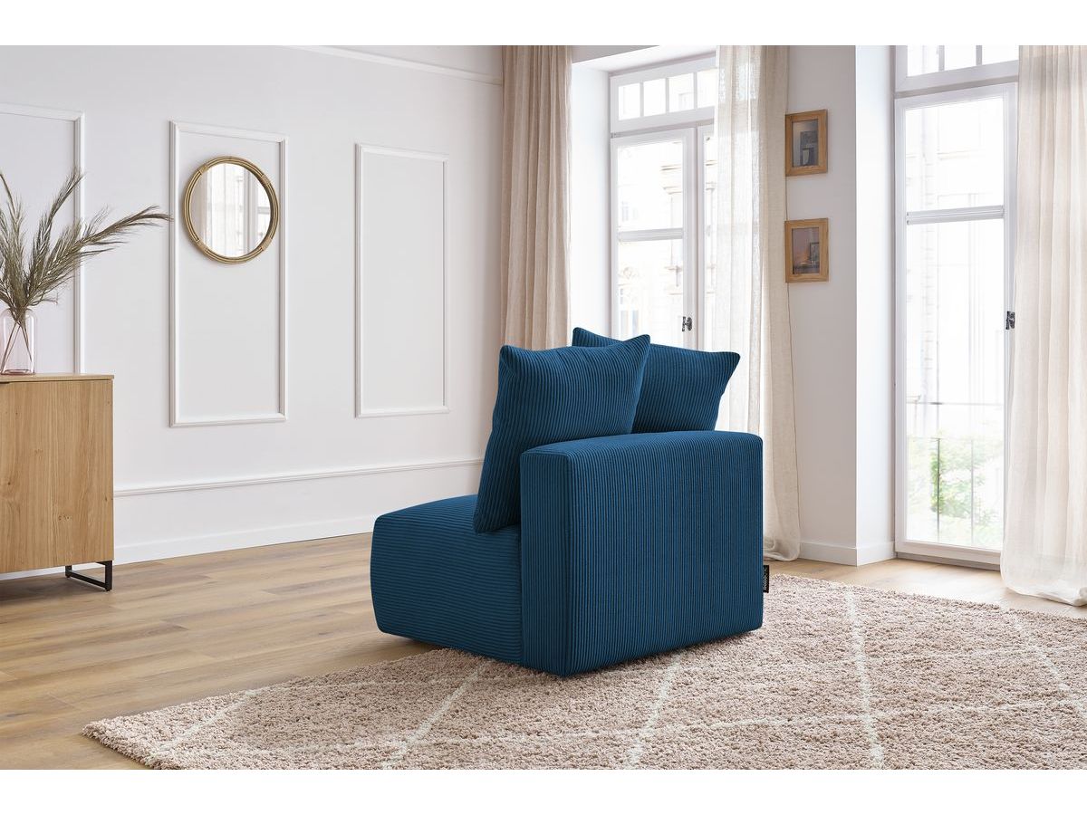Bobochic Voltaire Sofamodul 1-Sitzer 90 × 100 cm Cordsamt Dunkelblau