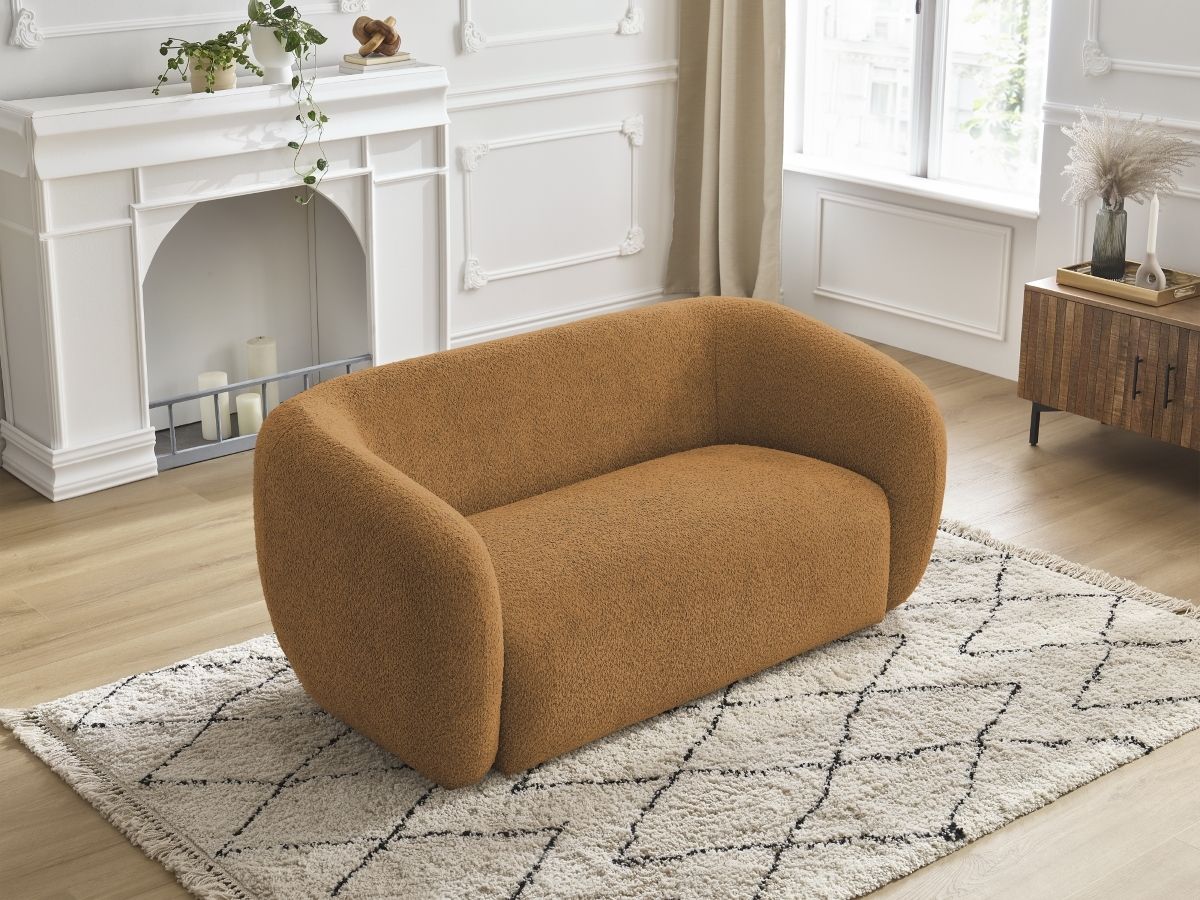 Bobochic Celine Sofa 2-Sitzer Bouclé-Stoff Gelb