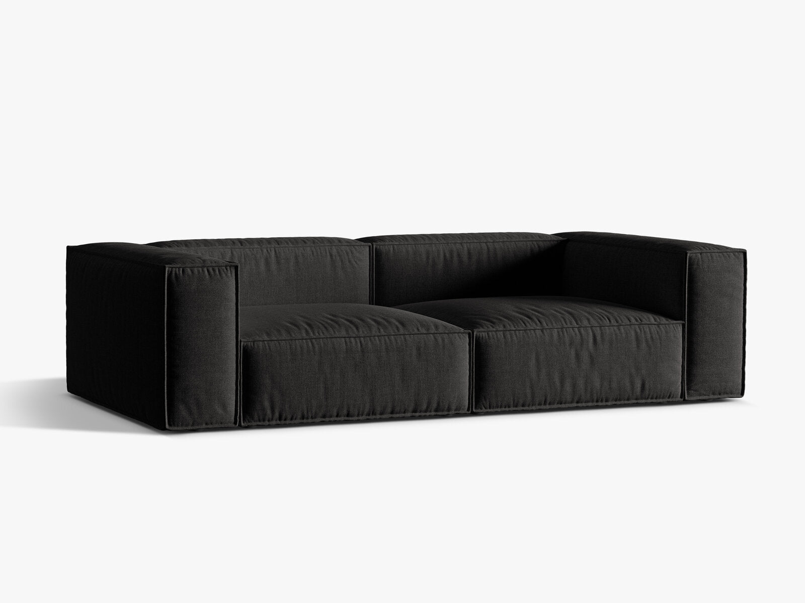 Micadoni Sofa Nuria 4-Sitzer Strukturierter Stoff Schwarz