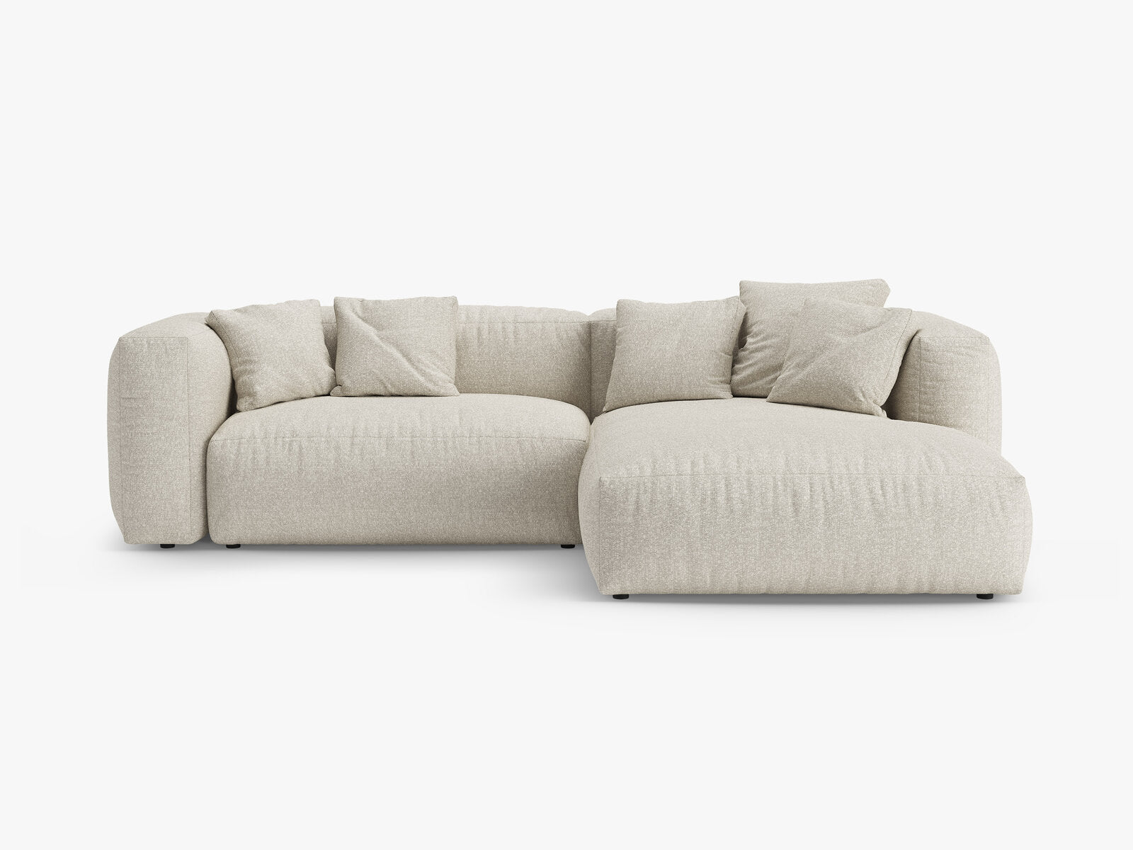 Micadoni Martina Ecksofa 4-Sitzer mit Schlaffunktion Rechts Boucle Monet Beige