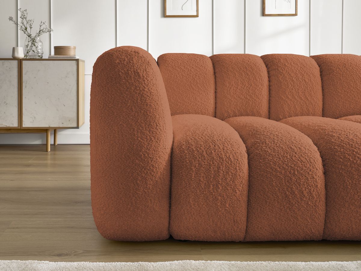 Bobochic Talia Ecksofa Bouclé-Stoff Orange Ecke rechts