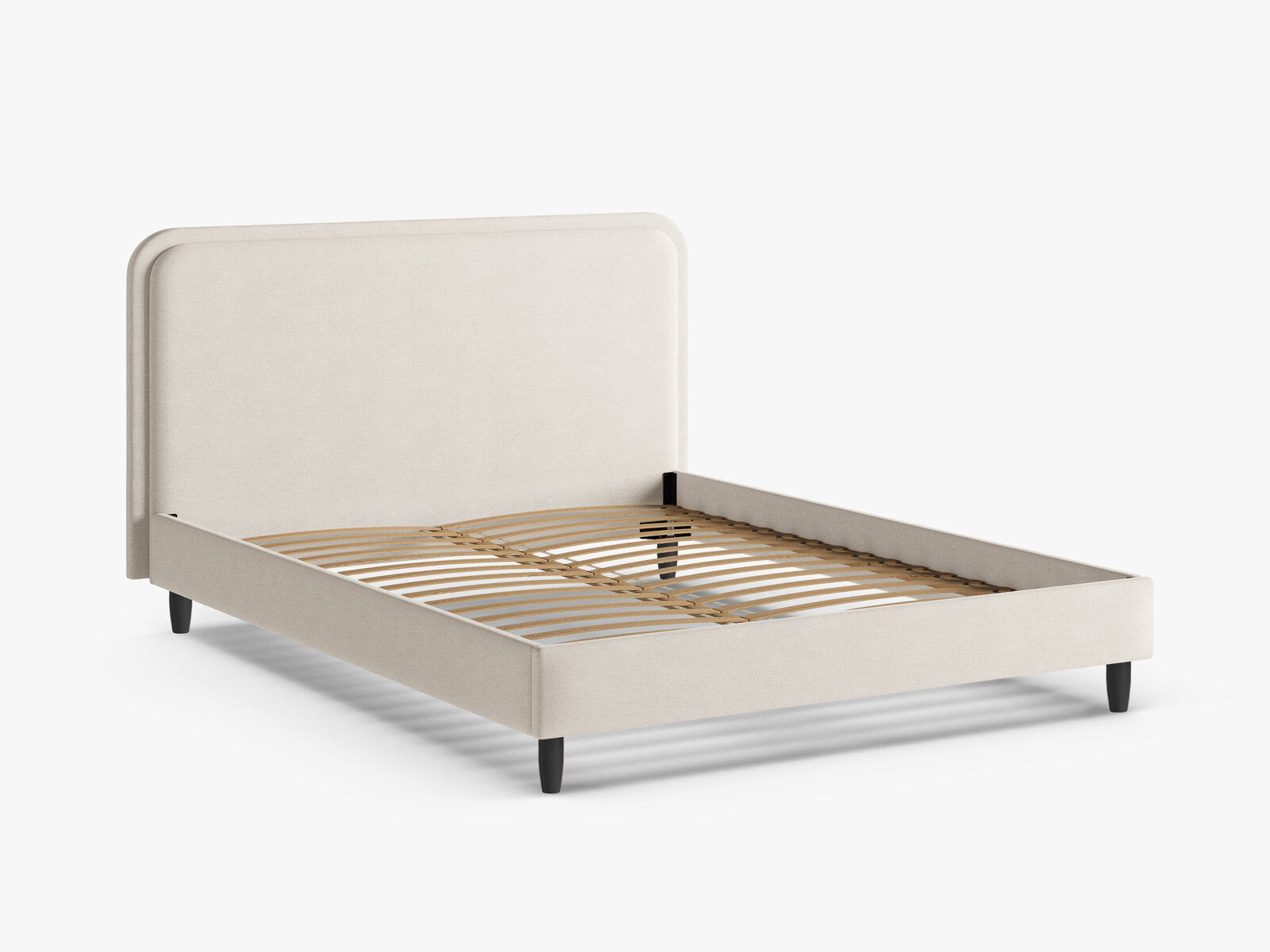 Micadoni Stauraumbett mit Kopfteil Aveline Strukturierter Stoff Wind Elfenbein 180x200