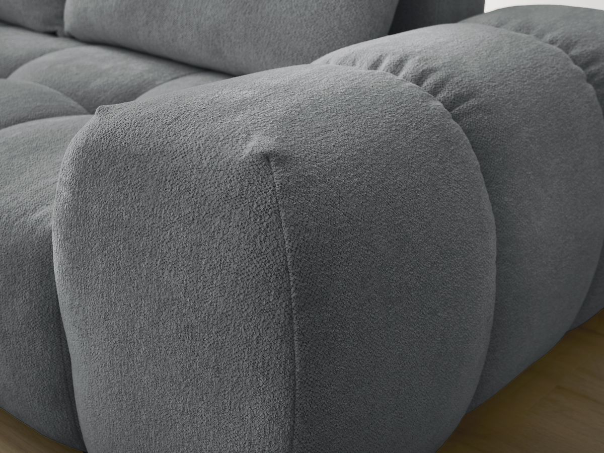Bobochic Everest Ecksofa mit Schlaffunktion und Bettkasten 320 × 212 cm, 5 Kissen Melange-Stoff Dunkelgrau Ecke links