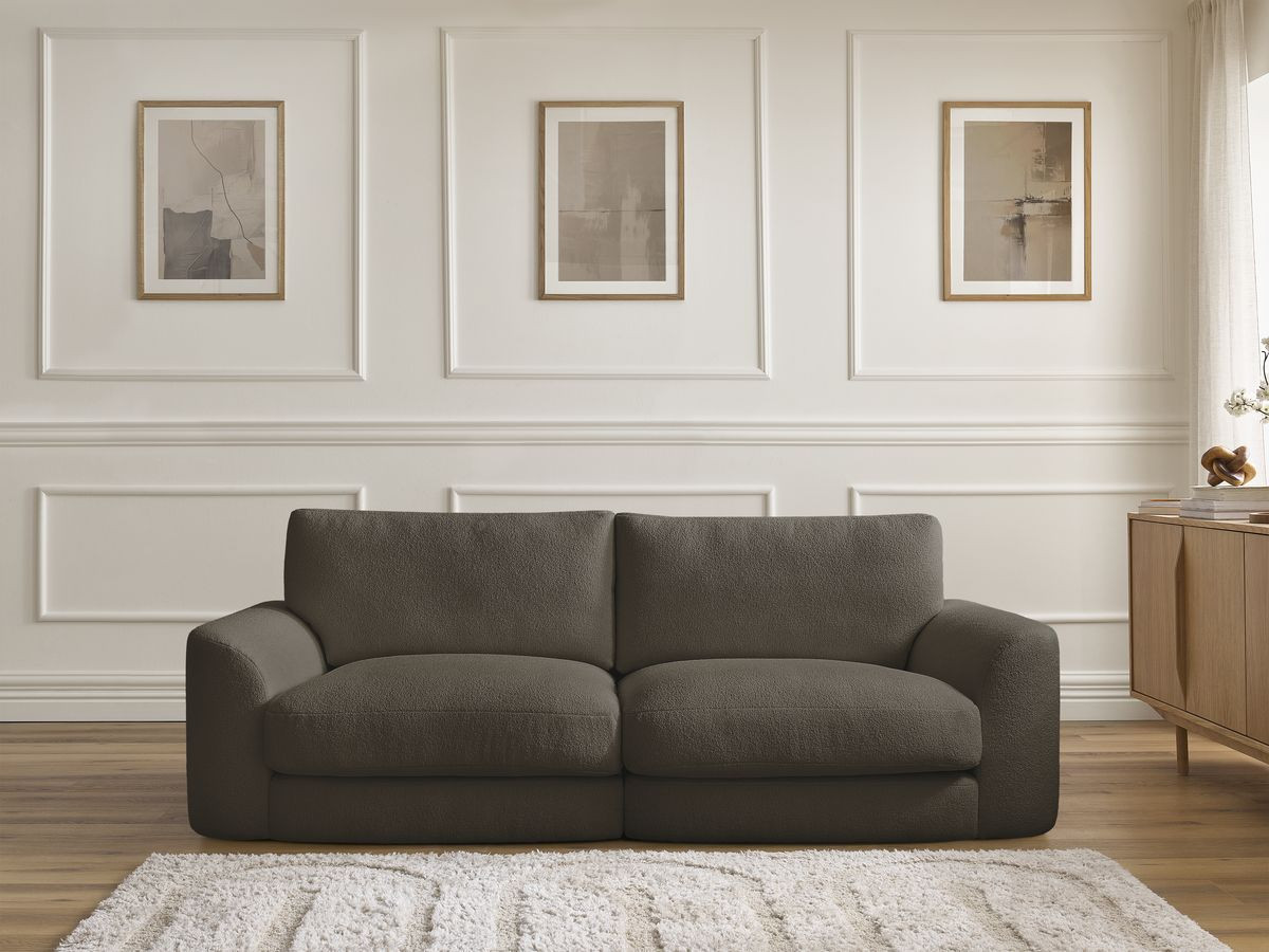 Bobochic Leonore Sofa 3-Sitzer Bouclé-Stoff Braun