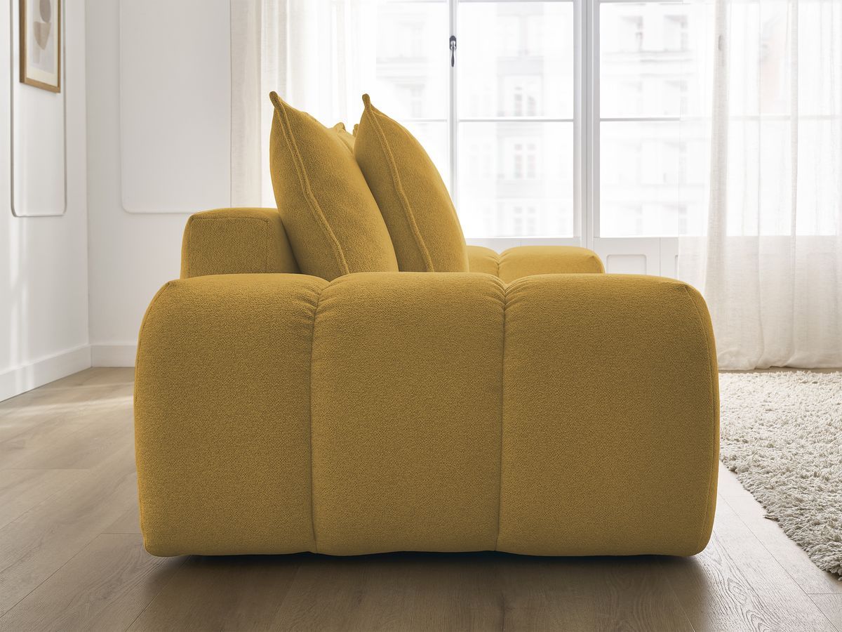 Bobochic Everest Sofa 3-Sitzer, 5 Kissen Melange-Stoff Gelb