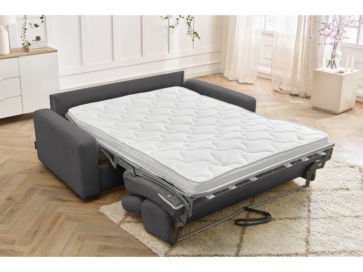 Bobochic Monaco Schlafsofa 3-Sitzer Stoff Dunkelgrau, Liegefläche 160 × 190 cm