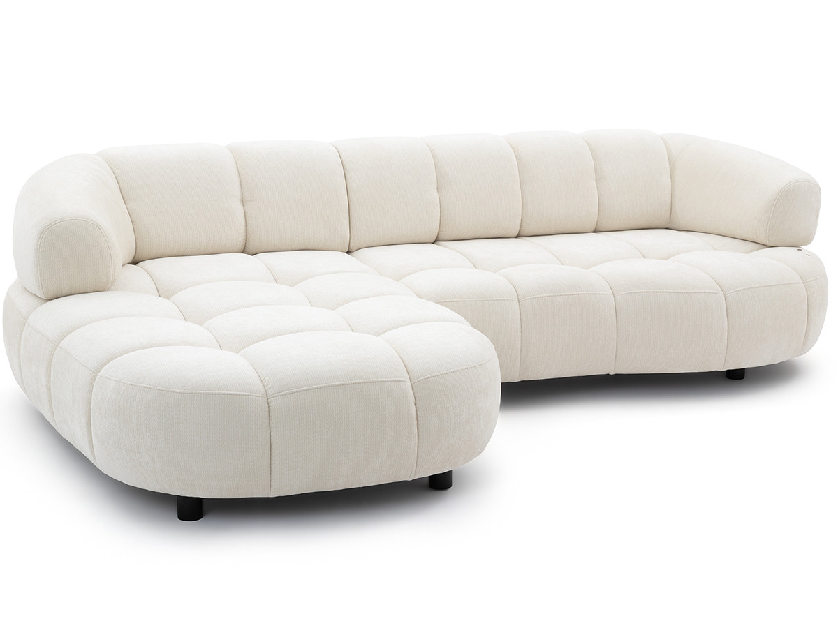 Bobochic Lovely Ecksofa mit Schlaffunktion Stoff Beige Ecke links