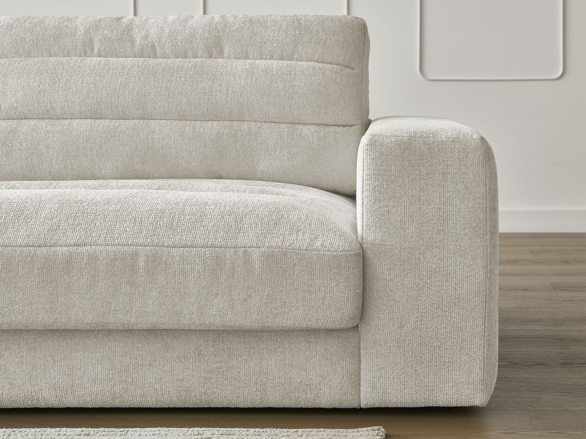 Bobochic Sierra Ecksofa mit Pouf Strukturstoff Beige Ecke links