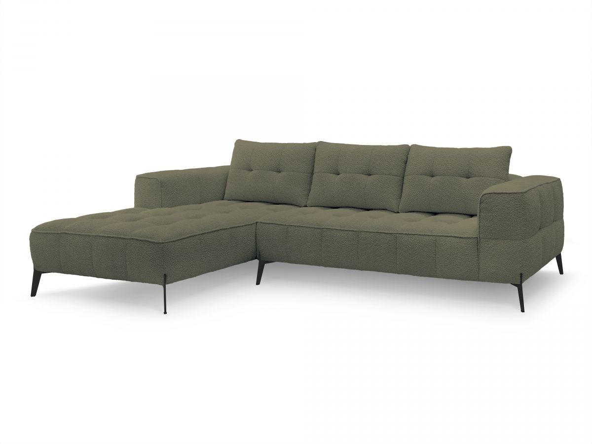 Bobochic Anis Ecksofa Bouclé-Stoff Grün Ecke links