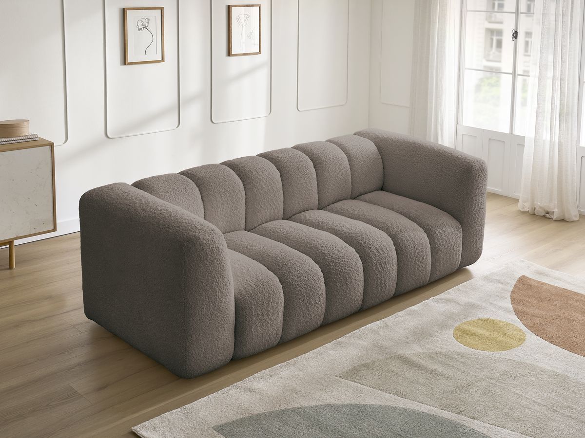 Bobochic Talia Sofa 3-Sitzer Bouclé-Stoff Braun