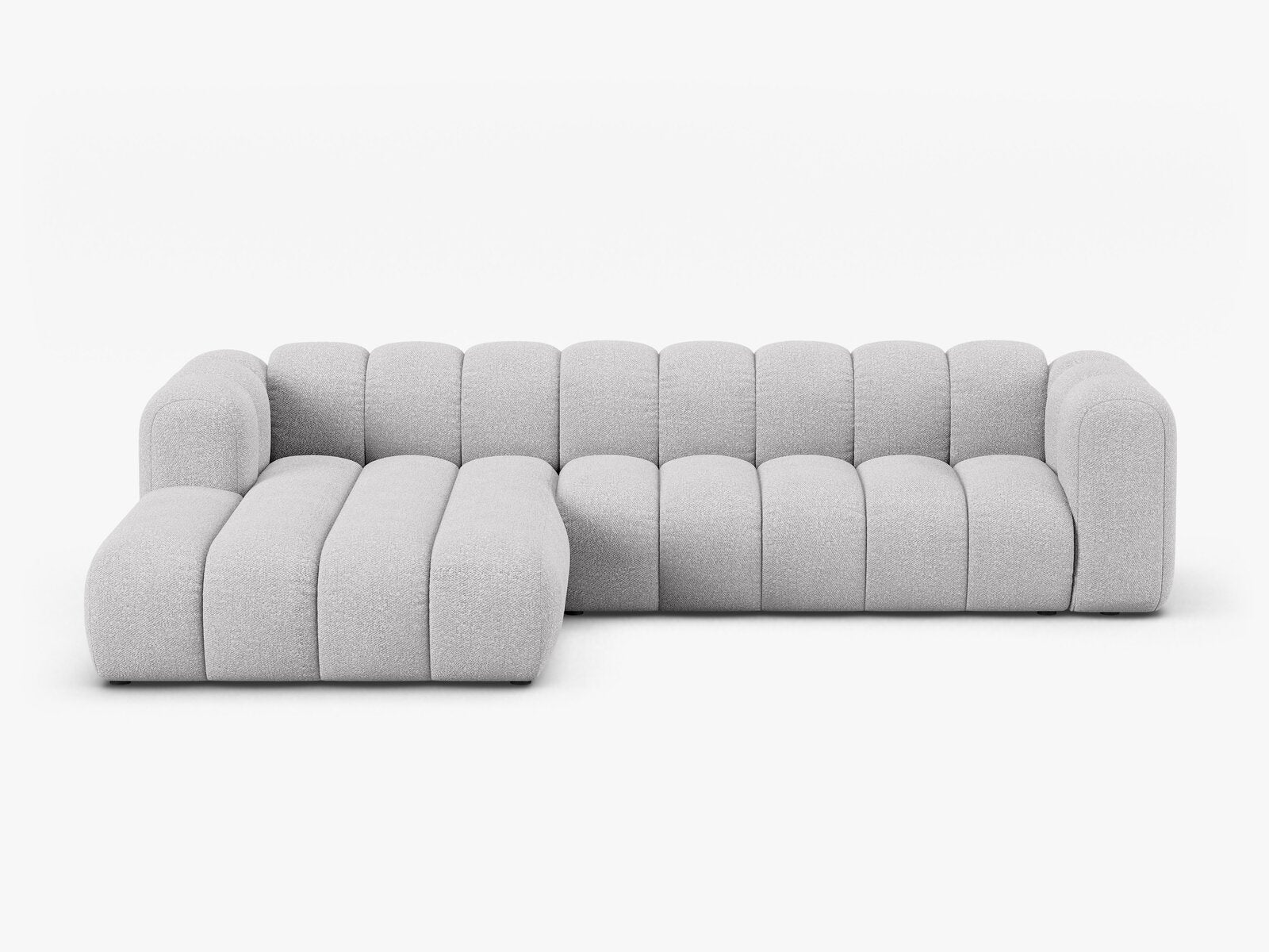 Micadoni Modulares Ecksofa Lupine 4-Sitzer Links Boucle Baloo Hellgrau