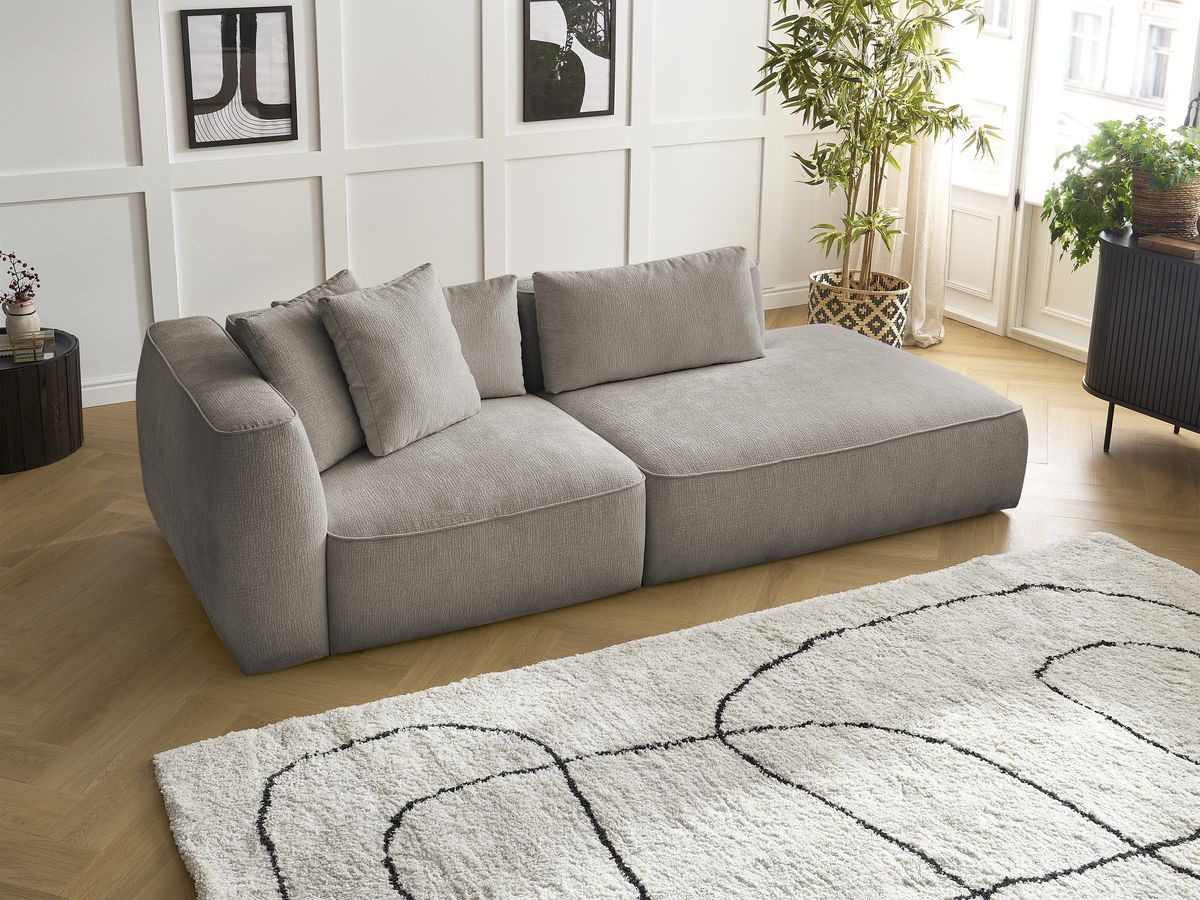 Bobochic Leopold Sofa 3-Sitzer Strukturstoff Taupe Armlehne links