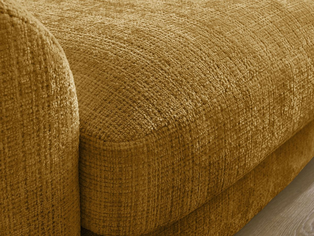 Bobochic Leonore Ecksofa mit Pouf Strukturstoff Gelb Ecke rechts