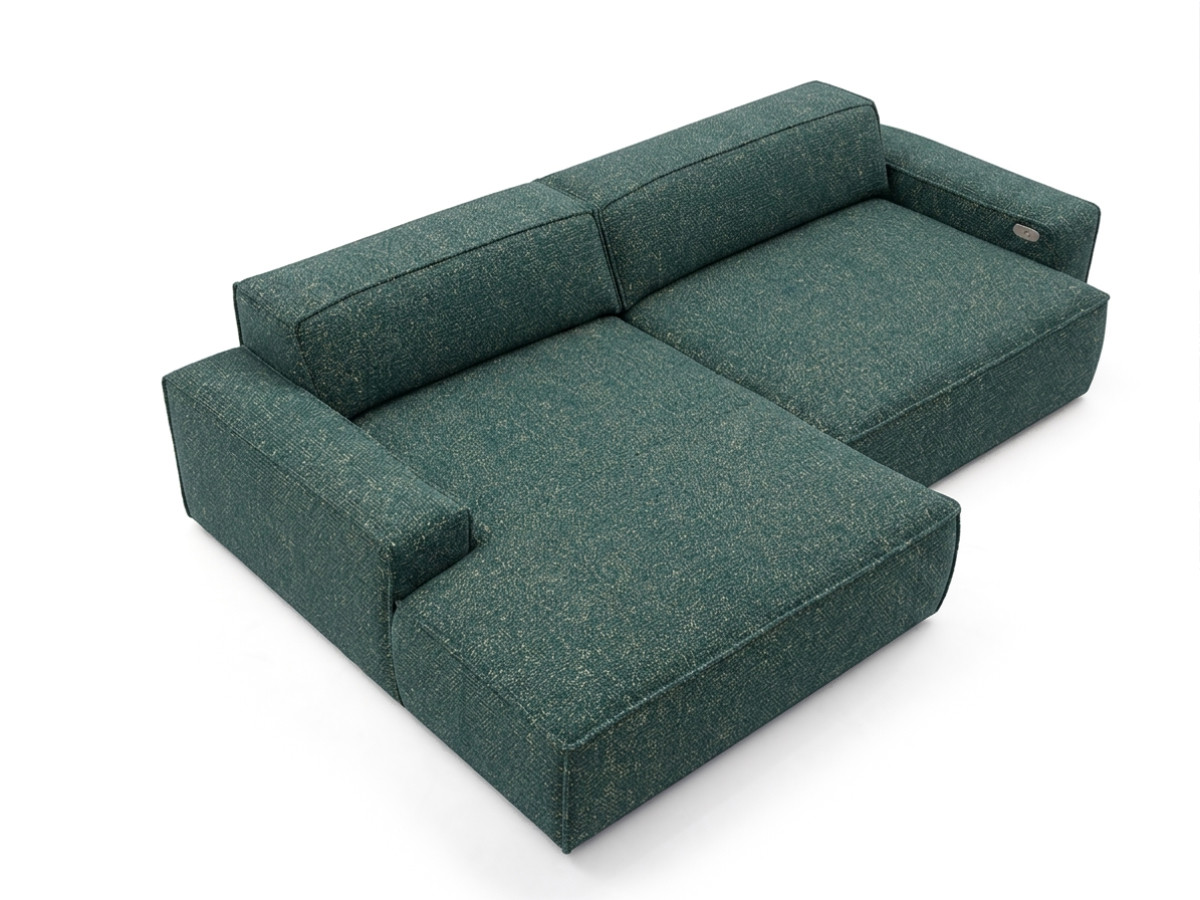 Bobochic Abel Ecksofa mit Schlaffunktion Melange-Stoff Grün Ecke links