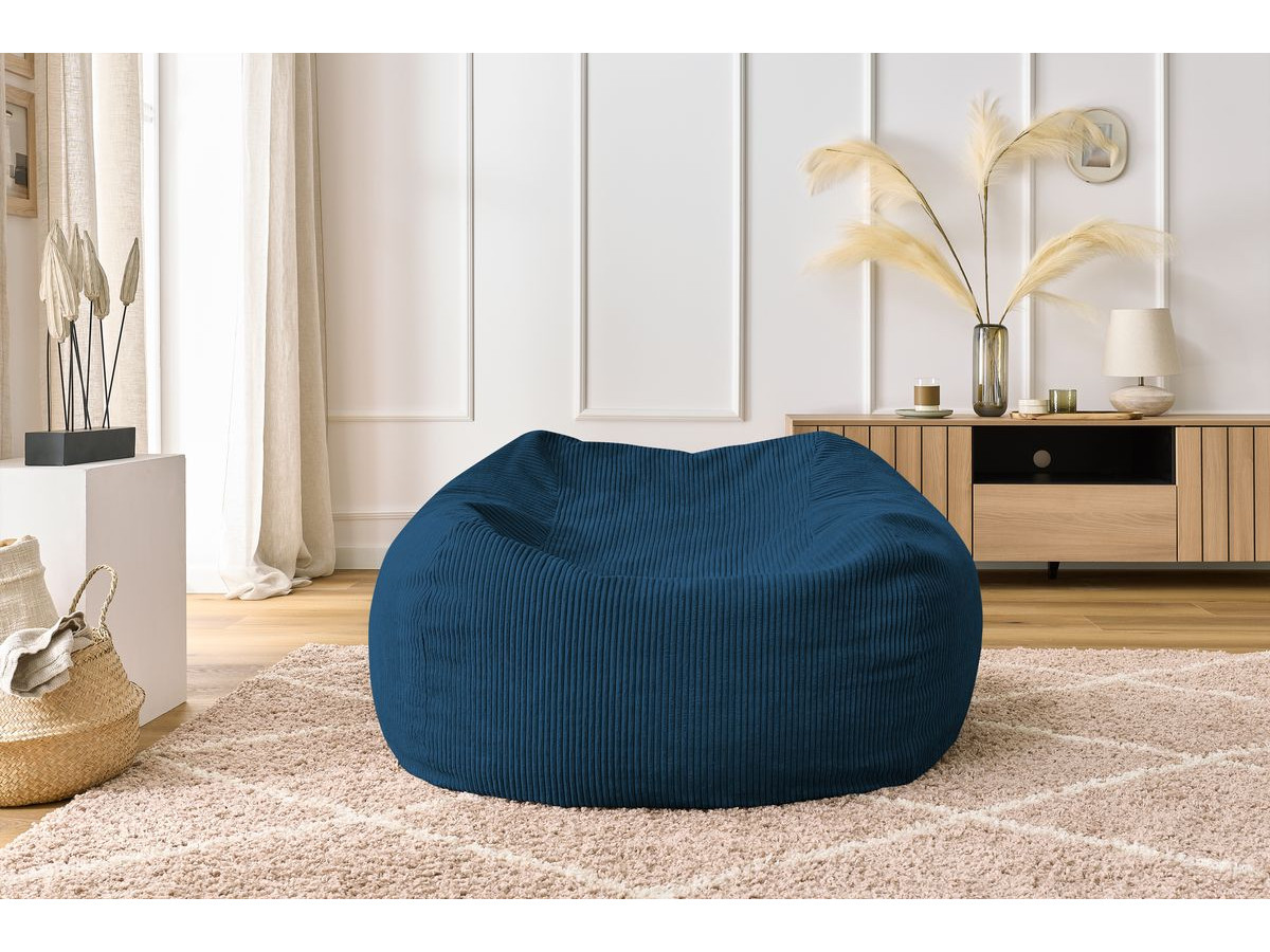 Bobochic Voltaire Pouf 120 × 70 cm Cordsamt Dunkelblau