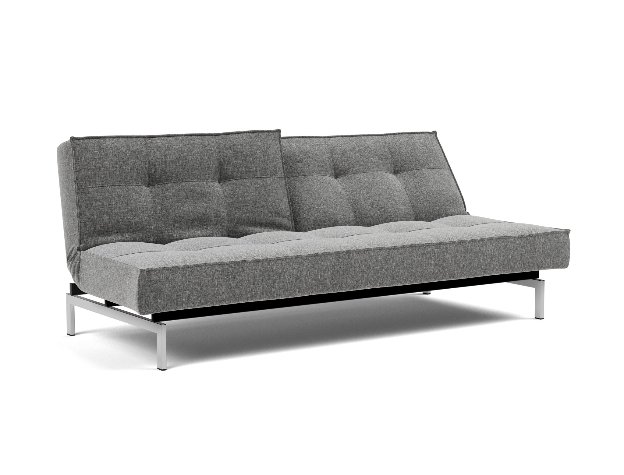 Schlafsofa Splitback Strukturierter Stoff Twist 563-Charcoal Beine Chrom