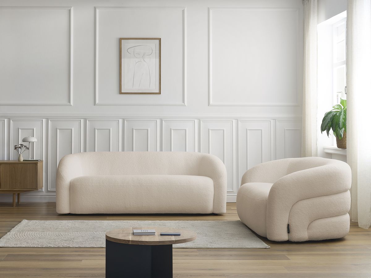 Bobochic Elina Sofa 5-Sitzer Bouclé-Stoff Beige